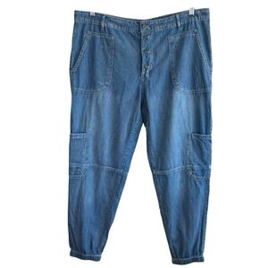 Sundance Womens Jolienne Denim Cargo Joggers‎ Size 16 Boho Festival Scandi Indie